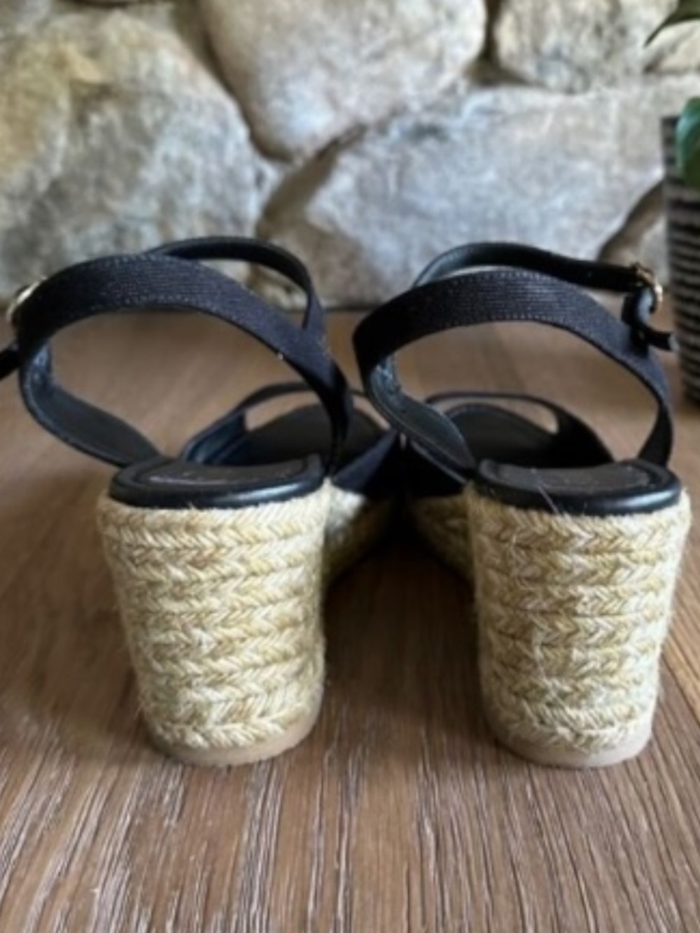 STUART WEITZMAN Tia Espadrille Wedge Sandal Black Ankle Strap Size 10 NEW - Picture 5 of 9